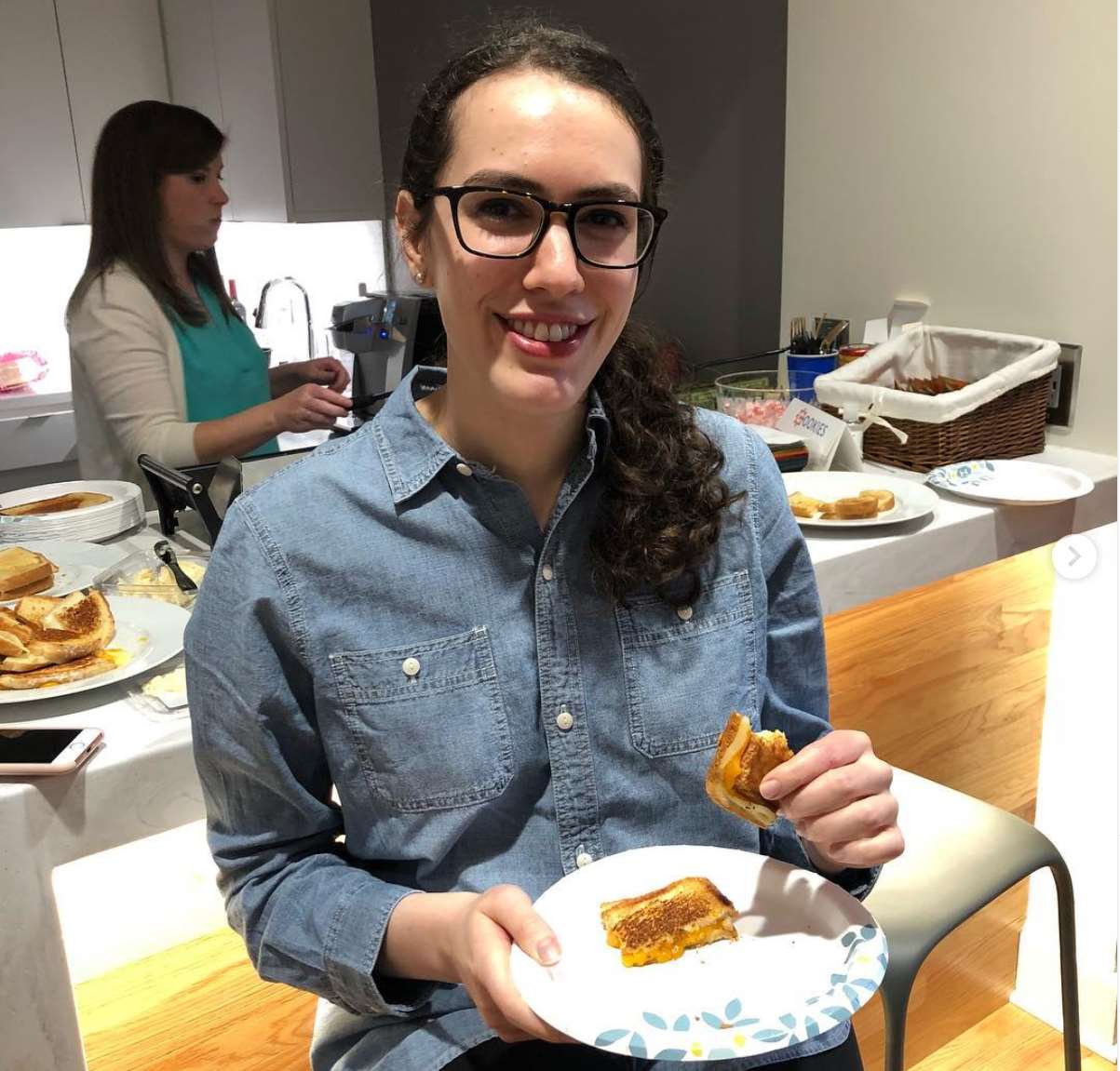 Nadia with grilled cheese sandwich